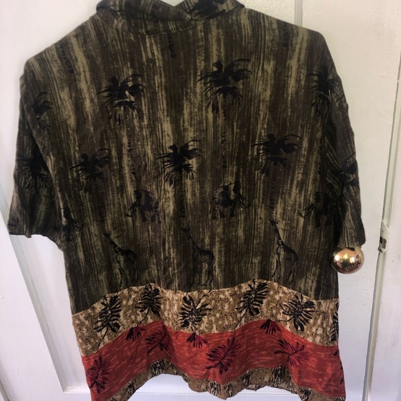 Vintage Tradition earthy Toned Maxi Dress with Floral Hem with over shirt - Picture 10 of 10